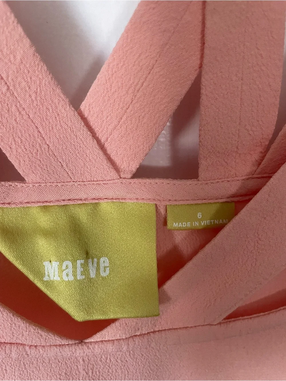 Maeve by Anthropologie "Tri-Cut" lattice-detail blouse Sz 6 Peach Flutter Sleeve - Picture 2 of 4